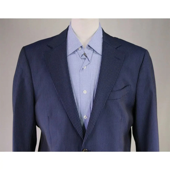 Suitsupply Livorno Royal Blue Thin Striped Super 110's Wool Blazer Jacket 42L - Picture 3 of 10